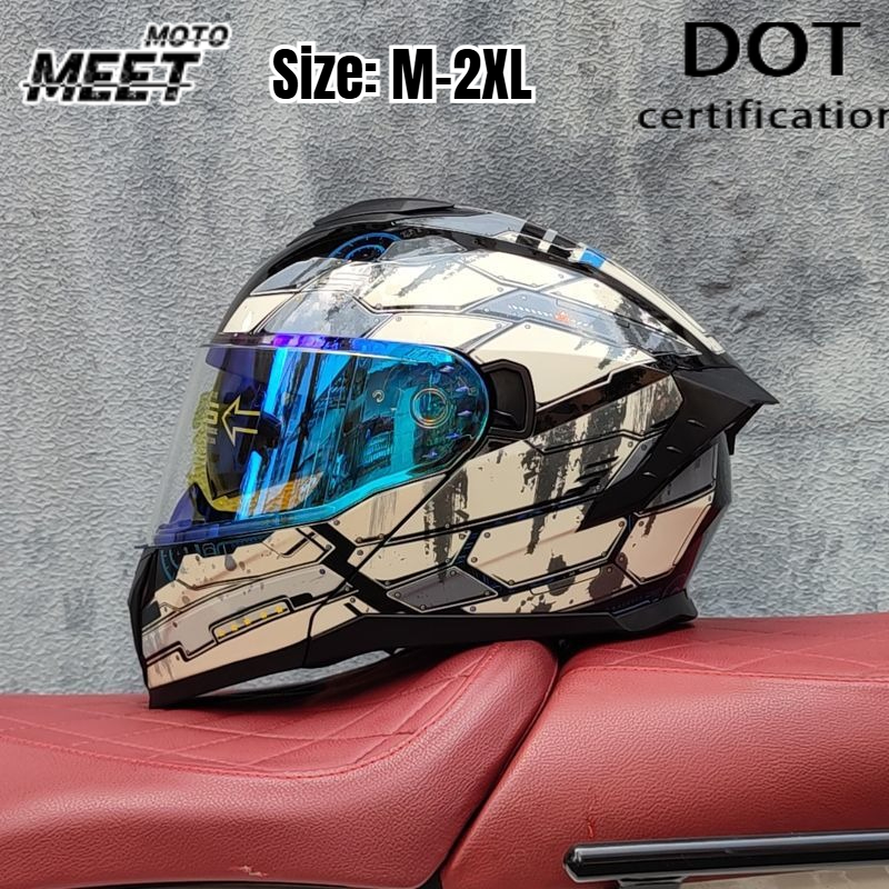 Dual Visor Motorcycle Racing Helmet - Unisex Vollgesichts-Motorrad-Rennhelm, Doppelvisier mit Schnellverschluss, Stilvoller