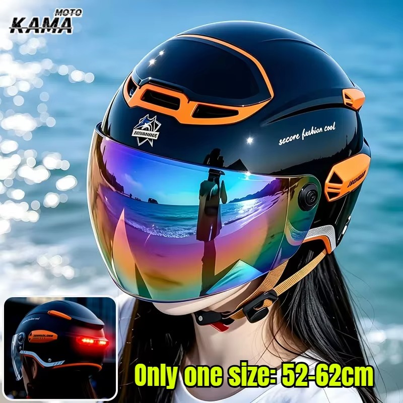 Dual Visor Motorcycle Racing Helmet - Ummer Vintage Motorradhelm, verstellbarer Doppelvisier-Helm, atmungsaktiver