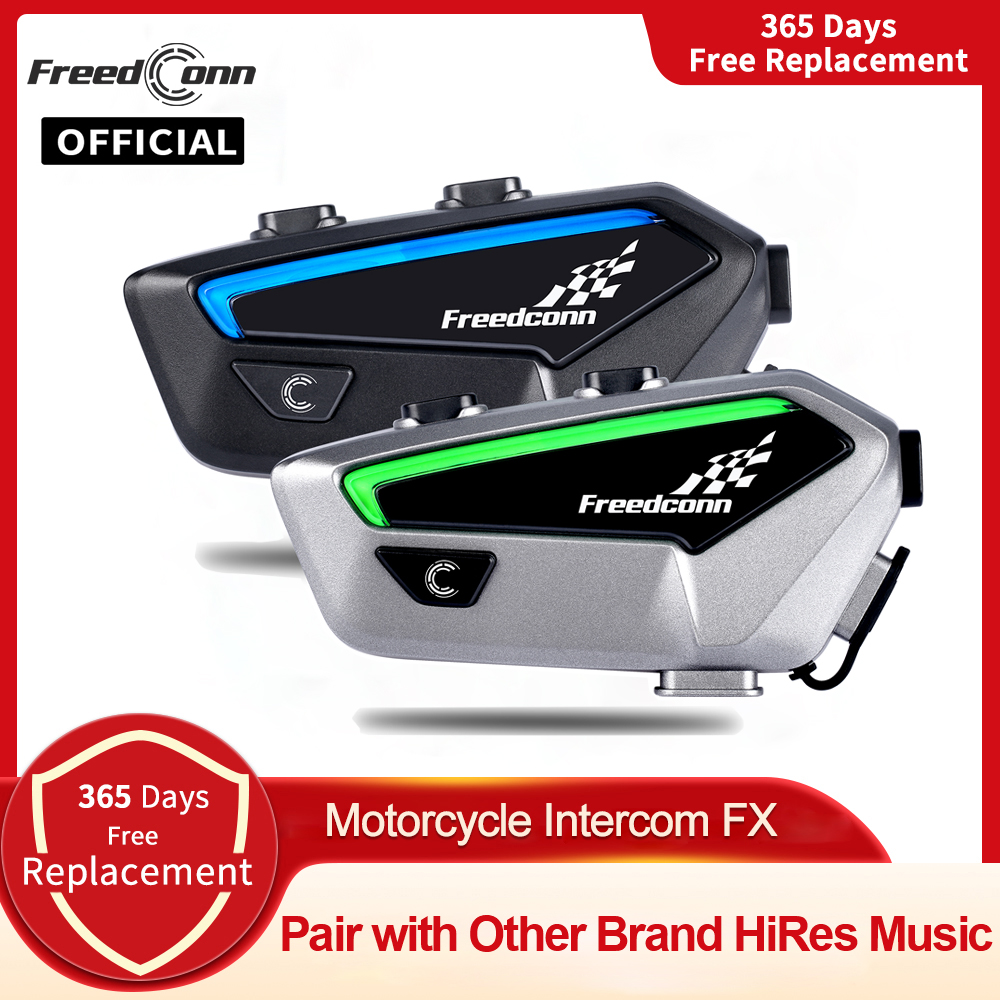 Full Face Motorcycle Helmet With Bluetooth - Motorrad-Gegensprechanlage, Bluetooth-Helm-Headset, Freedconn FX 10, Fahrerpaar,