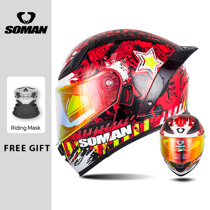 SOMAN Modular Helm Flip Integr – Dual Visor Motorcycle Racing Helmet Bewertung und Preis